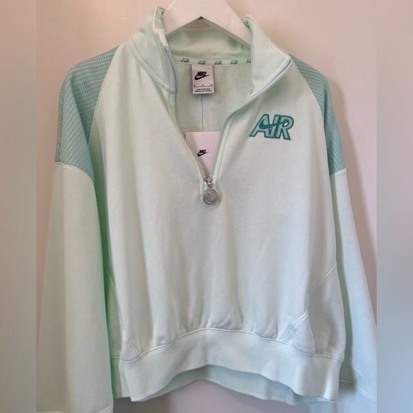 Women’s Nike Cropped 1/2 Zip Sweatshirt size Medium Teal - Picture 1 of 6